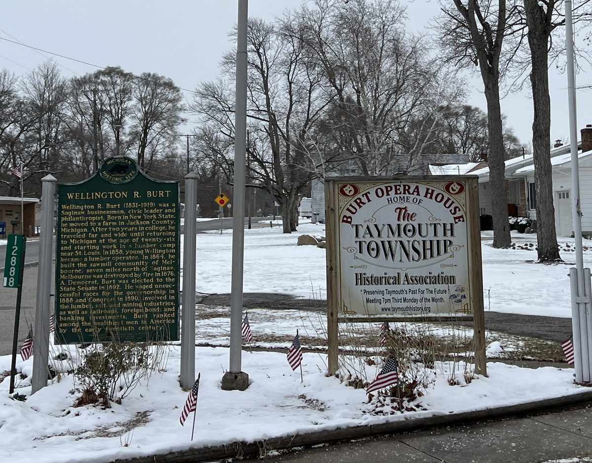 Burt Opera House - Historical Marker And Sign (newer photo)